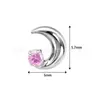 Pendientes de luna de aleación de titanio f136 con incrustaciones de circonita, tachuelas para cartílago del oído, joyería de titanio g23 con rosca interna de 0.9 mm, tachuelas para labio, pendientes