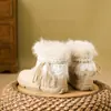 Zapatos de Algodón con Suela Gruesa de Terciopelo Estilo Millennial para Mujer 2025 Nuevo Zapatos de Invierno de Una Pierna para Mujer Resistentes al Frío y Cálidos Botas de Nieve