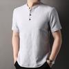 Camiseta de Algodón y Lino Hengyuanxiang de Manga Corta para Hombre 2025 Verano Nuevo Estilo Estilo Chino Camiseta de Cuello Mao Absorción de Humedad Transpirable Camiseta de Hombre