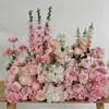 Arreglo floral de piso para boda, decoración de fila de flores rosas, flores de boda, flores artificiales, decoración de pasillo, ambientación, arte floral de escenario T