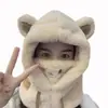 Gorro de Lana Tejido Cálido para Otoño e Invierno para Mujer, Gorro con Protección para los Oídos para Mamá Ciclista, Gorro Integrado con Bufanda, A Prueba de Frío