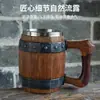 Taza de Cerveza de Resina con Forma de Barril de Madera Taza de Cerveza de Acero Inoxidable con Imitación de Madera Taza con Forma de Barril Taza con Forma de Tambor Cafetera Taza de Barriga
