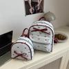 Bolsa Estilo Coreano com Laço para Mulheres 2025 Verão Bolsa de Mão para o Trabalho Tendência Mini Mochila com Estampa de Menina e Color Blocking