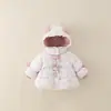 Roupas Infantis 2026 Inverno Nova Chegada Com Capuz Estampa de Desenho Menina Bebê Doce Roupa Infantil Estilo Coreano Moda Jaqueta de Algodão
