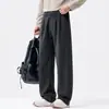 Calça Masculina Primavera e Outono Nova Estilo Old Money Luxo Leve Casual Masculina Acetato Lã Versátil Solta de Perna Larga Longa
