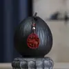 Pingente de Zodíaco Areia Dourada Roxa Cinábrio Pingente de Chaveiro Esculpido em Duas Faces Ano Animal Signo do Zodíaco Boi Item Auspicioso Vestível