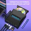 Venta al por mayor transfronteriza Grabador de DVD móvil USB/Tipo-C Lector de tarjetas SD/TF Multifunción Siete en Uno Unidad óptica externa