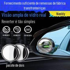 Espelho retrovisor de carro tipo push giratório 360 graus, pequeno espelho redondo para carro com amplo campo de visão, espelho auxiliar de ponto cego de ré, pacote único
