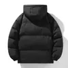 Chaqueta abrigo corta de algodón de color liso, estilo dos piezas, con cuello alto, unisex, invierno, engrosada, tipo abrigo pan, cálida, abrigo de algodón negro