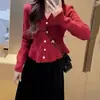 Cardigan de Punto Chic Lujoso Pequeño Estilo Francés para Mujer 2026 Otoño Invierno Nuevo Diseño con Sentido Cuello en V Suéter Abrigo con Volantes