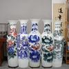Jarrón de cerámica azul y floral de Jingdezhen, decoración china para mueble de TV, sala de estar, regalo