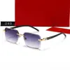 Novos Óculos de Sol Quadrados Sem Aro com Borda Cortada Transfronteiriços para Mulheres, Óculos Tendência Degradê com Hastes de PC, Lentes Multicoloridas 040
