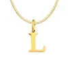 Collar con Colgante de Alfabeto Inglés Europeo y Americano para Mujer, Cadena para Clavícula Plana Estilo Corte Vintage de Acero de Titanio, Joyería de Venta Caliente Transfronteriza