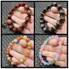 Pulseira de Contas Redondas de Ágata Yanyuan de 8mm Pulseira de Ágata Coração de Açúcar Contas Dzi de Três Olhos Pulseira de Ágata Vermelha Jade