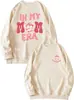 Sudadera de Algodón CVC con Estampado de Acción de Gracias para Mujer, Estilo Europeo y Americano, Algodón Colorido Casual Cómodo, Cuello Redondo, Mangas Regulares, Mangas Largas, Estilo Casual Japonés y Coreano