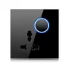 Interruptor de Luz LED de Gran Apertura Enchufe Panel de Espejo de Vidrio Templado Negro Interruptor de Luz Interruptor Redondo Jipu