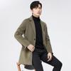 24 novos casacos de lã dupla face sem caxemira masculinos de comprimento médio outono e inverno gola de terno casaco de lã casual trench coat