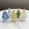 Árbol de Navidad Sólido de Vidrio Fantasía Hecho a Mano Mini Artesanías de Vidrio Atmósfera Navideña Regalo de Nicho Adornos