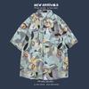 Camisa Floral de Manga Curta Ilha de Hainan Praia Estilo Hong Kong Sanya Estilo Verão Tailândia Viagem Casal Masculino Casual Jaqueta Solta