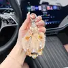 Cadena de Teléfono de Pompones de Felpa Suave con Cuentas de Cristal Llavero Creativo de Cuentas de Cristal Colgante Brillantante Strass Colgante de Bolso de Moda