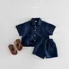 Estilo Coreano Verão Novo Roupa Infantil para Meninos e Meninas Blusa de Jeans Macio da Moda Estilo Coreano