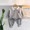 Roupas Infantis Meninos Estilo Coreano Nova Moda Casual de Primavera Conjunto de Moletom Roupas de Primavera e Outono para Crianças Moda Tendência para Bebês