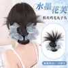 Flor de Tinta Pena Coque Grampo de Cabelo Coque Fofo Atmosfera Coque Baixo Postiço Nuca Peruca Elástico de Cabelo