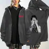 Moletom com zíper estilo foto preto e branco do Jungkook do BTS, roupa de apoio ao fã de corte solto