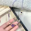 Collar de Amatista Natural para Mujer, Nueva Cadena de Suéter con Cuentas Degradadas Estilo Chino, Cadena de Cuello Versátil de Lujo Ligero Retro de Alta Gama