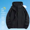 Roupas com Proteção Solar UPF50+ para Homens no Verão, Anti-UV, Seda Gelada, Secagem Rápida, Respirável, Com Capuz, Esportes ao Ar Livre, Pesca, Proteção Solar