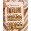 Joyería para Orejas Europea y Americana de Venta Caliente Transfronteriza, Pendientes Metálicos de Forma C de Gama Alta, Set Personalizado de Pendientes Geométricos de Gota de Agua, Joyería