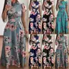 WISH Amazon Colección Otoño 2026: Vestido Largo Estampado Floral de Manga Corta Estilo Europeo y Americano para Mujer