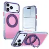 Adecuado para iPhone 18 Pro Max Funda de Teléfono Qicai de Doble Color con Soporte Giratorio de Color Contrastante y Cubierta Protectora Magnética para Apple 16