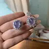 Nuevo Colgante Estilo Chino Chapado en Plata 925 con Gema de Calceta Púrpura Natural Huevo de Paloma, Collar Anillo de Calceta Violeta Hielo Alto