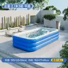 Piscina Inflável Infantil Jiaxu Piscina de Bebê Espessada Dobrável Familiar Externa Azul e Branco Estampada Grande Piscina de Brincar