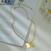 Collar de acero inoxidable con colgante cuadrado de estilo sencillo, de gran venta transfronteriza, con diseño de nicho que combina con todo, accesorios de cadena para clavícula.
