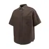 Beijie Moda Masculina 2026 Verão Novo Camisa de Manga Curta Imitando Jeans Masculina Cor Sólida Camisa de Trabalho Jaqueta Meia-Manga Ins
