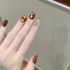 Sombra Leopardo Âmbar Estampa de Leopardo Melard Vintage Strass Brilhante Luxo Leve Sensação de Alto Padrão Clareamento Unhas Usáveis Feitas à Mão