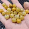 Cuentas Redondas de Jade Dragón Amarillo, Cuentas de Jade Sueltas, Jade Amarillo, Roca de Cuarzo, Cuentas de Calabaza Amarillas Terrosas, Accesorios de Joyería para Pulseras, Cuentas Sueltas al por Mayor