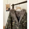 Foto Real de Chaqueta Acolchada con Cuello de Piel Camuflaje, Abrigo de Algodón para Hombres y Mujeres, Algodón Grueso Cálido de Invierno