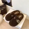 Pantuflas Esponjosas para Mujer Ropa de Exterior 2026 Suela Gruesa Estilo Nuevo Sin Cordones Punta Cerrada Felpa Francesa Otoño/Invierno Sensación de Pantufla de Algodón