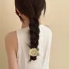 Corea Flor Rosa Amarilla Historia Flor Scrunchie Diadema de Pelo de Alta Gama Suave Dulce Camelia Goma para el Cabello Accesorios para la Cabeza Elásticos