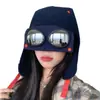 Nuevo Sombrero de Mujer Estilo Japonés para Otoño e Invierno con Forro Polar, Sombrero Cálido, Gafas, Gorra de Aviador, Sombrero de Cazador Versátil a Prueba de Viento con Protección para los Oídos