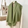 Estilo Literario Casual Retro Ropa Exterior Moderna Elegante Chal Estilo Coreano para Mujer Color Puro Cuadrado Corto Borla Elegante Bufanda