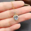 Colgante de Aguamarina Natural Transfronterizo Accesorios para Mujer Nicho Alta Gama Joyería de Plata 925 7*7 Joyería de Lujo Venta Directa de Fábrica