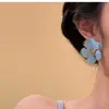 Nuevos Pendientes de Botón de Flor Esmaltada Azul Vintage 2025, Pendientes Exagerados, Versátiles, de Gama Alta, Pendientes de Nicho
