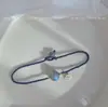Pulsera Trenzada de Cristal Luna Azul Hilo Ajustable Pulsera de Pareja Regalo Joyería Azul Diseño de Nicho