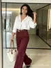 Calça Jeans Feminina TK Amazon Europeia e Americana de Cintura Alta com Barra Dobrada de Perna Reta, Novo Estilo Outono 2026, Emagrecedora, Comprimento Total
