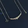 Colar de Moissanite colar de prata de lei 925 com rosto sorridente para mulheres, corrente de clavícula moderna e simples, simples e elegante, moderno e versátil