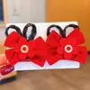 Acessórios de Cabelo de Ano Novo para Meninas, Tiaras de Laço, Perucas Estilo Chinês para Bebês Meninas, Grampos de Cabelo Vermelhos Estilo Dinastia Han para Crianças